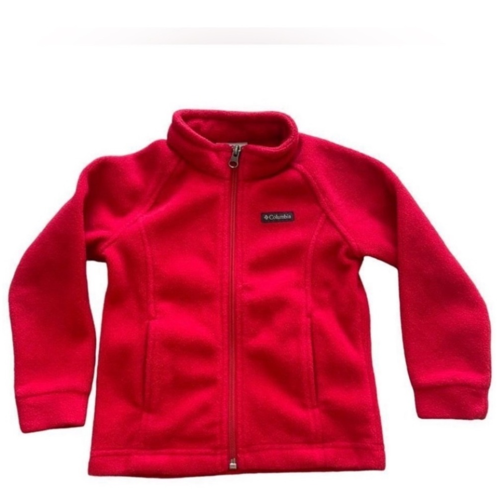 Columbia Fleece Full Zip Bright Red Winter Warm Jacket Kids SZ 4T #1713